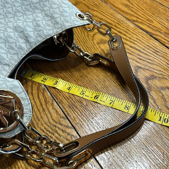 Michael Kors handbag. Vanilla color with tan straps and gold hardware. - Picture 15 of 16